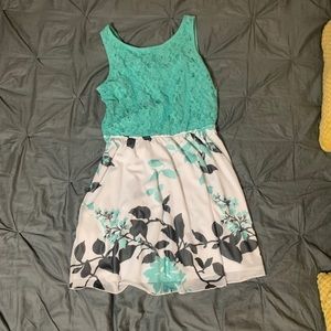 Teal and black short dress